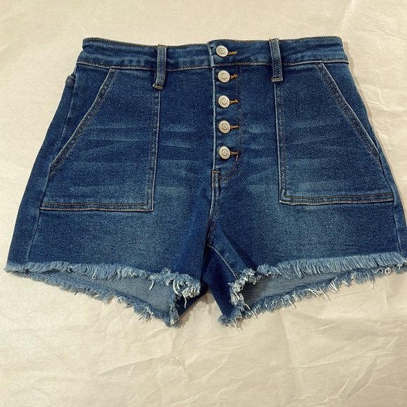 YMI SHORTS HIGH RISE DENIM BUTTON FLY ROW HEM SIZE 7/28 - Picture 2 of 5